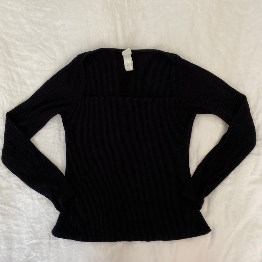 H&M Black Square Neck Top